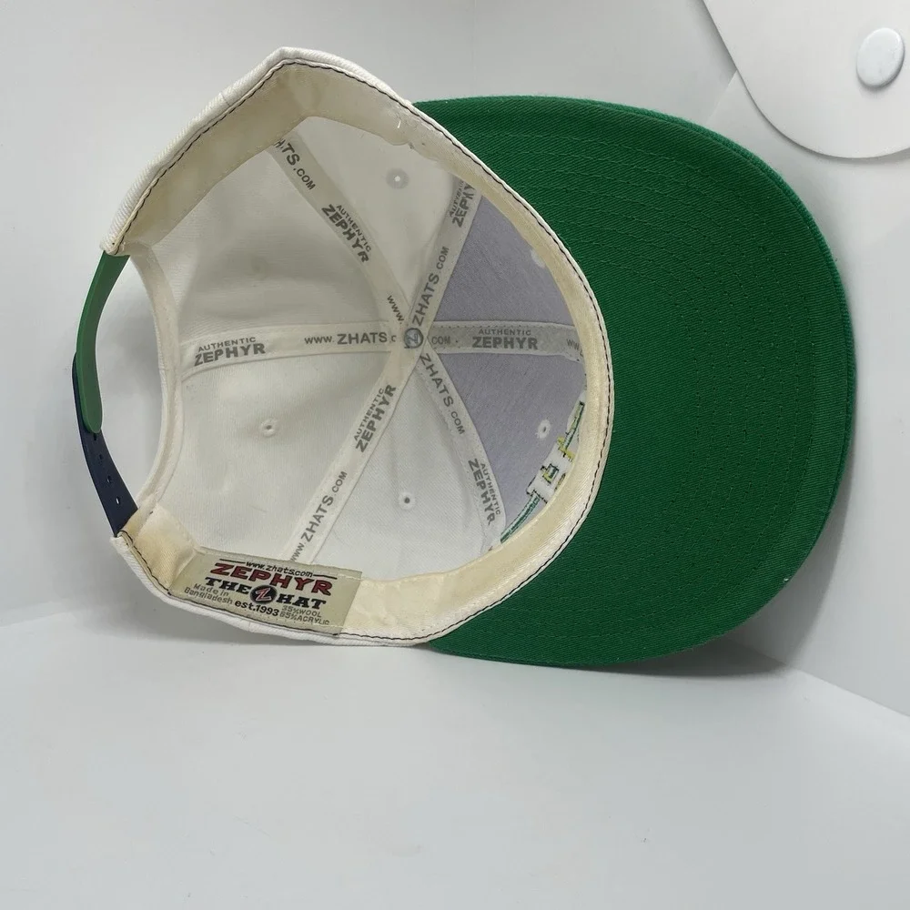 Zephyr Irish Notre Dame‎ Cap Navy Green Embroidery Adjustable Snapback Hat